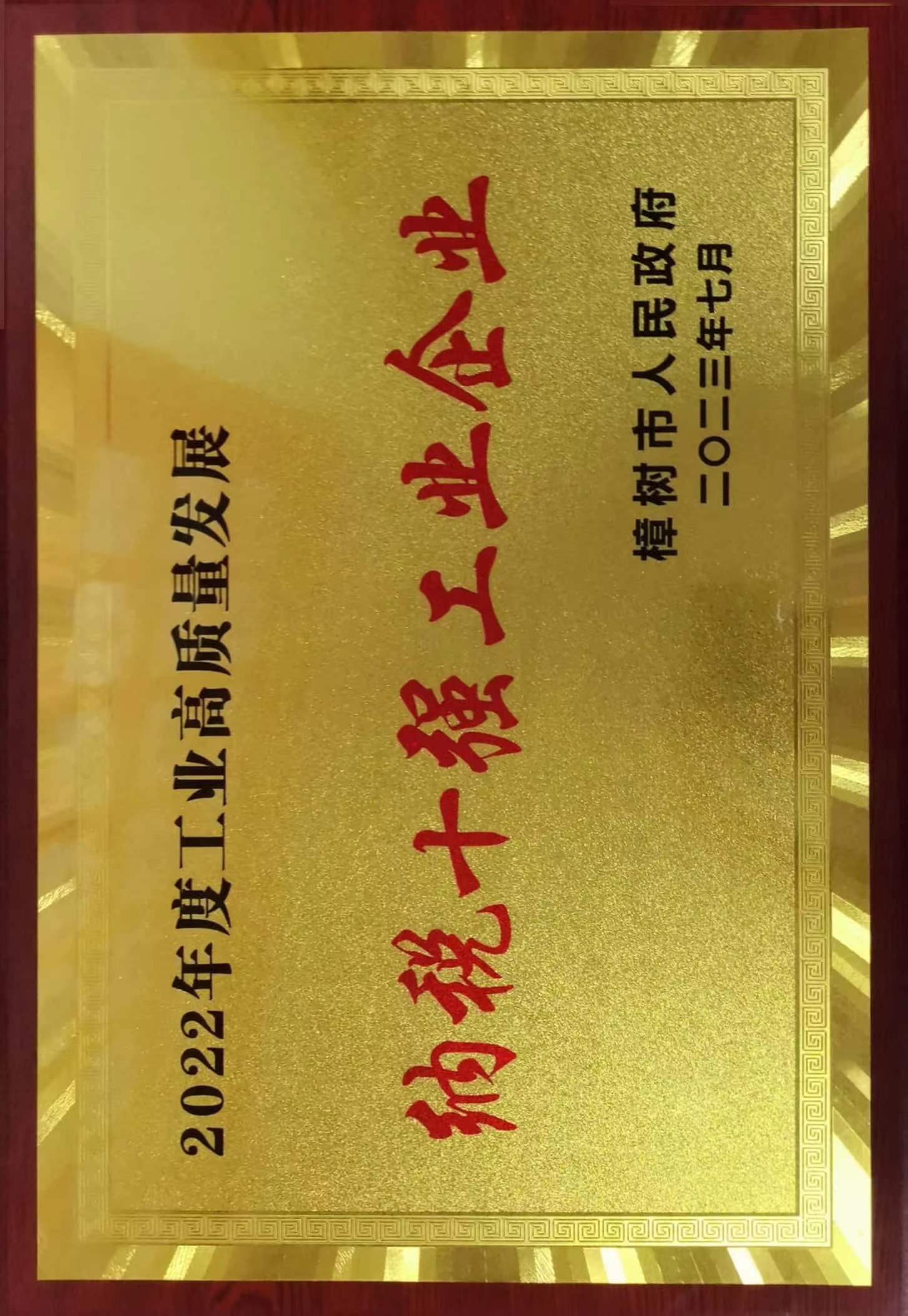 2022年度工(gōng)业高质(zhì)量发展 纳税十强工(gōng)业企业