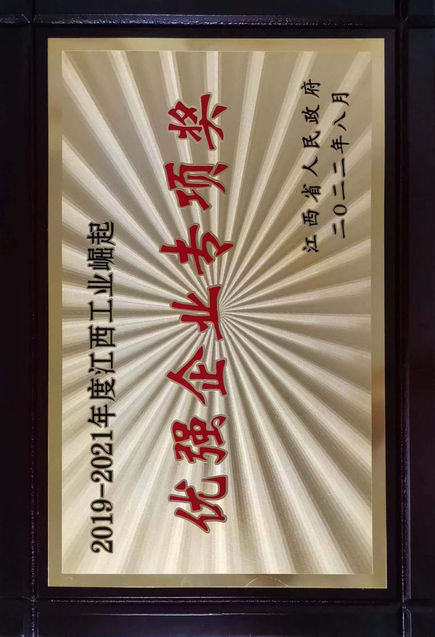 2019-2021年度江西工(gōng)业崛起  优强企业专项奖